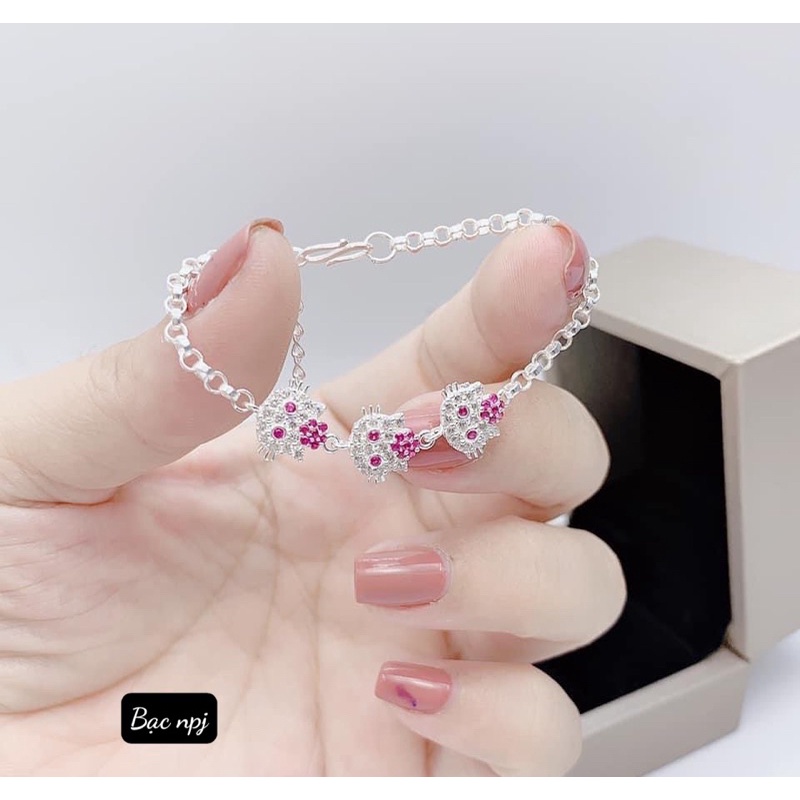 Lắc Tay cho bé , Vòng Tay ⚡️ HELLO KITTY ⚡️ dễ thương cho bé yêu, Bạc Ta 100%- Bạc Npj