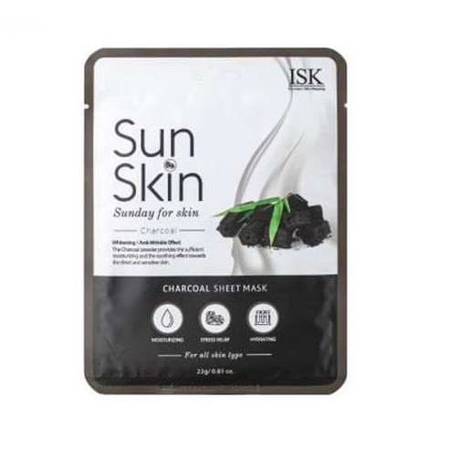 Mặt Nạ Than Xóa Mụn, Sạch Nhờn Trắng Da BEAUSKIN ISK SUNSKIN CHARCOAL SHEET MASK Hàn quốc cao cấp 23g/ Gói