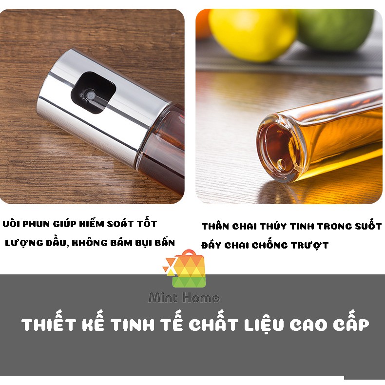 [Tặng Phễu & Chổi] Bình xịt dầu ăn thủy tinh phụ kiện cho nồi chiên không dầu, chai xịt dầu ăn nồi chiên ko dầu 100ml | WebRaoVat - webraovat.net.vn