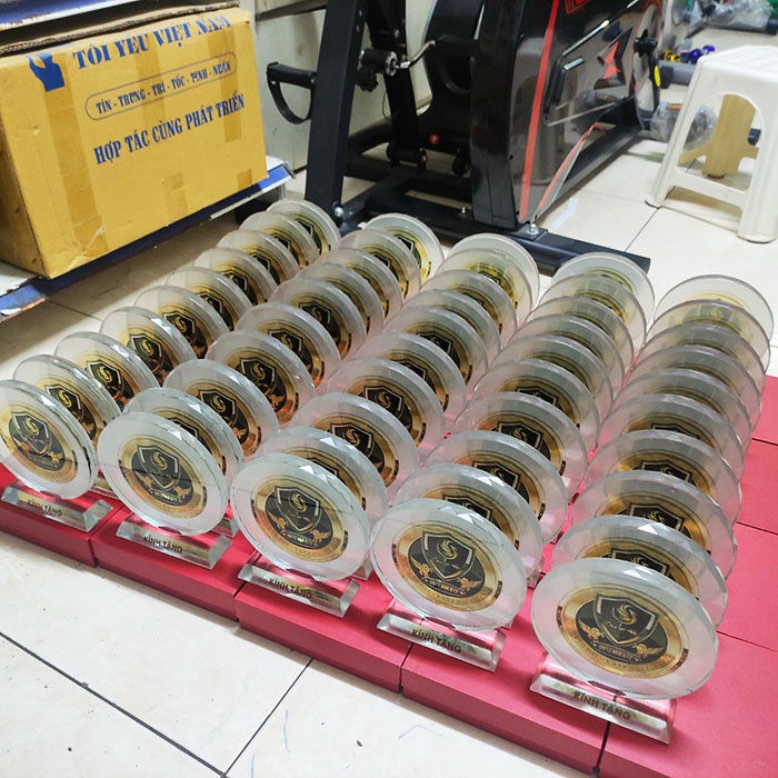 [Giá bán chưa bao gồm công in ấn] Cúp pha lê đĩa mặt trời | Kỷ niệm chương - quà tặng lưu niệm sang trọng - ý nghĩa