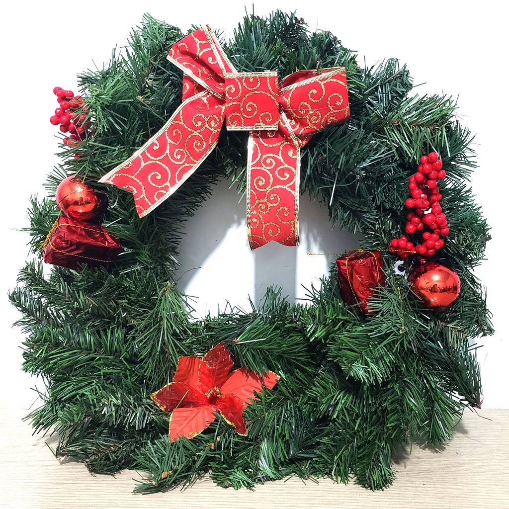 Vòng nguyệt quế giáng sinh treo cửa trang trí noel 2 chiều 51cm hàng Việt Nam chất lượng cao