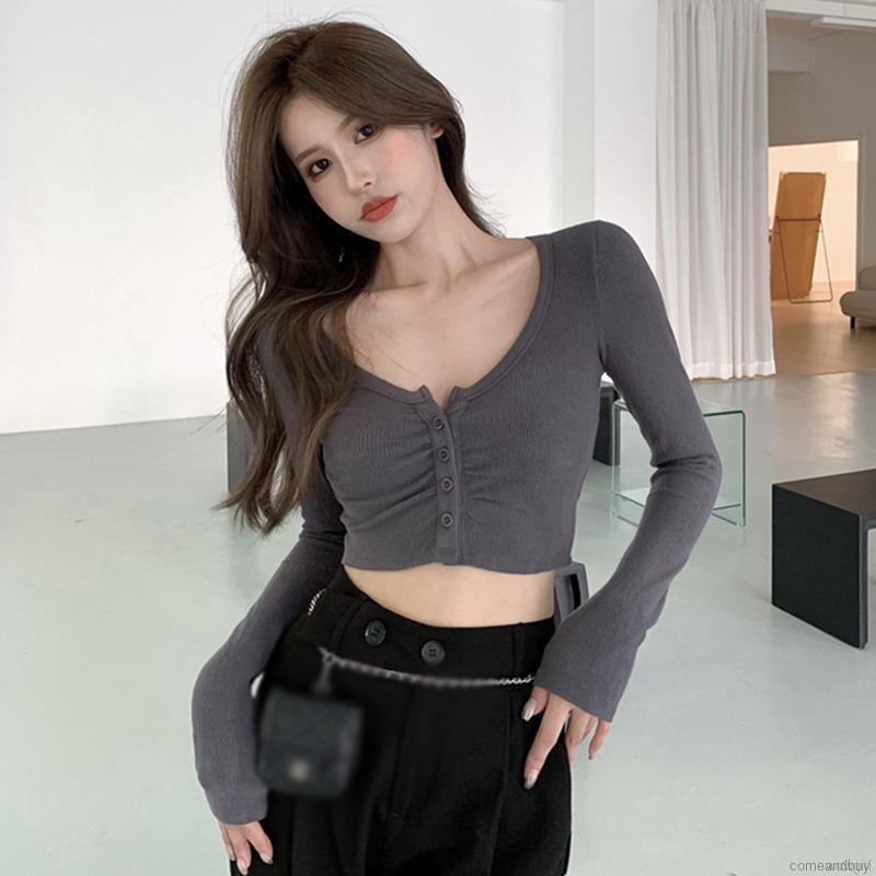 Áo Thun Lửng Tay Dài Thời Trang Dành Cho Nữ