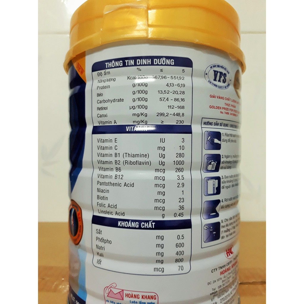 Sữa bột dinh dưỡng goldfood với hàm lượng canxi cao lon 900 gr – công ty TNHH Hoàng Khang.