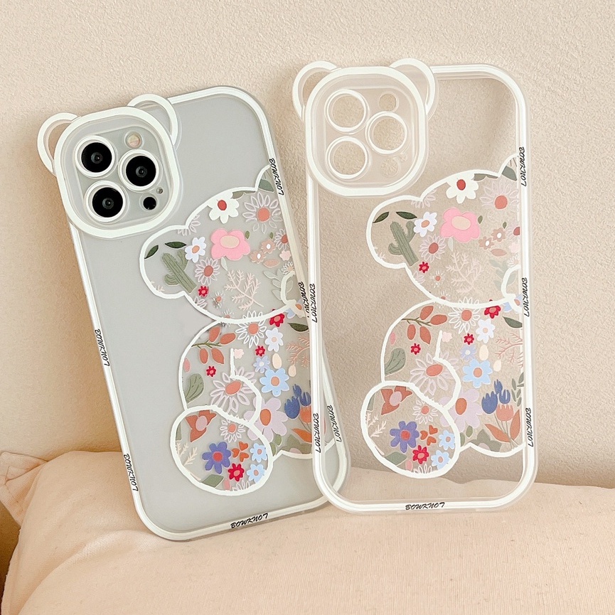 Ốp Điện Thoại TPU Silicon Mềm Trong Suốt Hình Gấu Cho IPhone 13 Pro 11 Max/11/12/XS/ XR/ X/ 8/ 7/6S Plus Mini SE 2020
