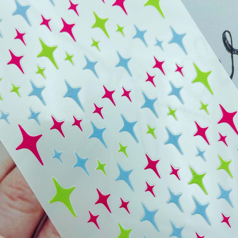 [Hàng mới về] Hình Dán Móng Tay Trang Trí Nghệ Thuật Họa Tiết Ngôi Sao 3D Nhiều Màu Sắc