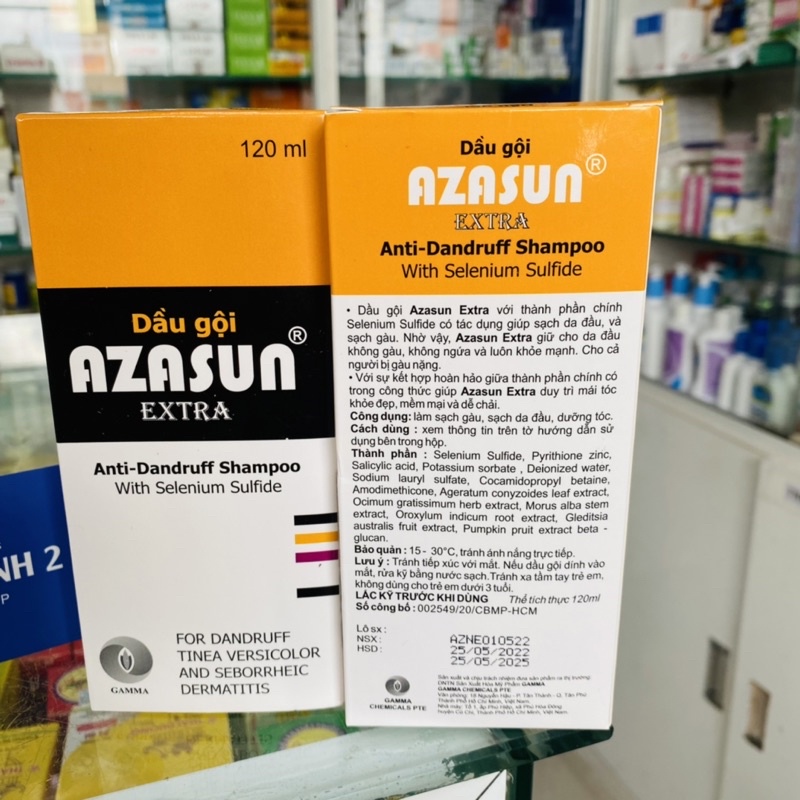 ✅ [Chính Hãng] AZASUN EXTRA [Chai 120ml] - Dầu Gội Sạch Gàu Dành cho người bị gàu nặng [selsun 1.8%]
