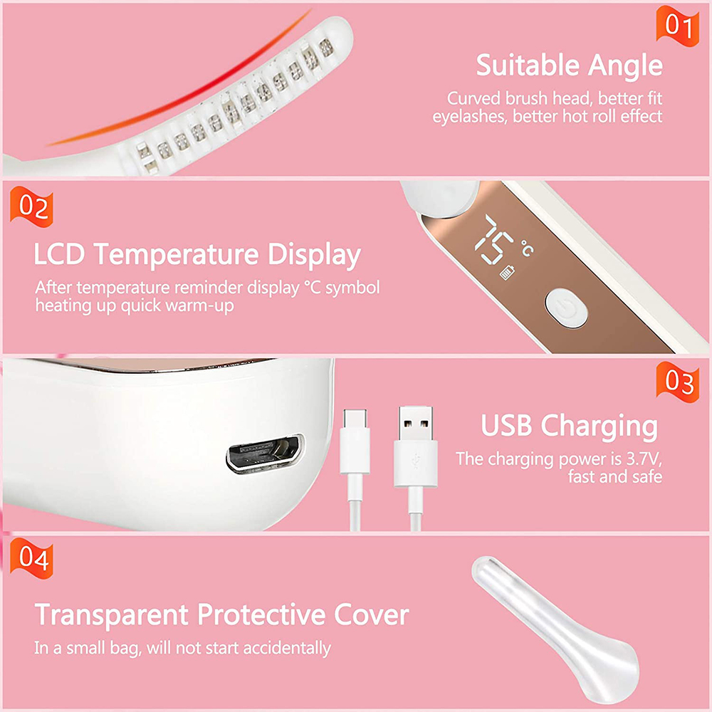 (Hàng Mới Về) Máy Uốn Cong Lông Mi Bằng Nhiệt Tự Nhiên Nhanh Chóng Lâu Trôi Có Màn Hình Led 4 Chế Độ