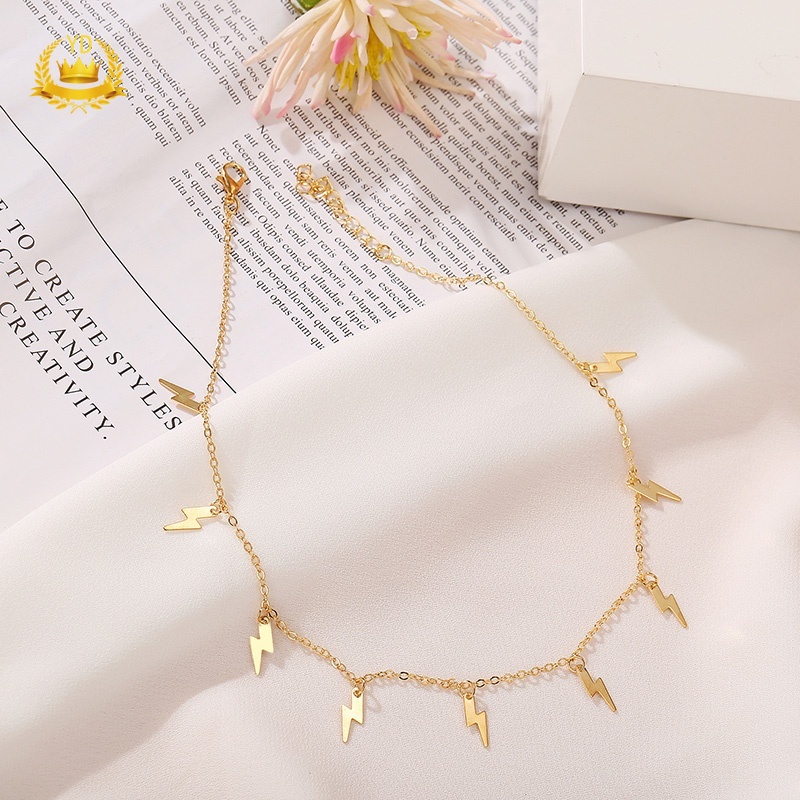 Mới Vòng Cổ Choker Mặt Tia Chớp Mạ Vàng Thời Trang Cho Nữ