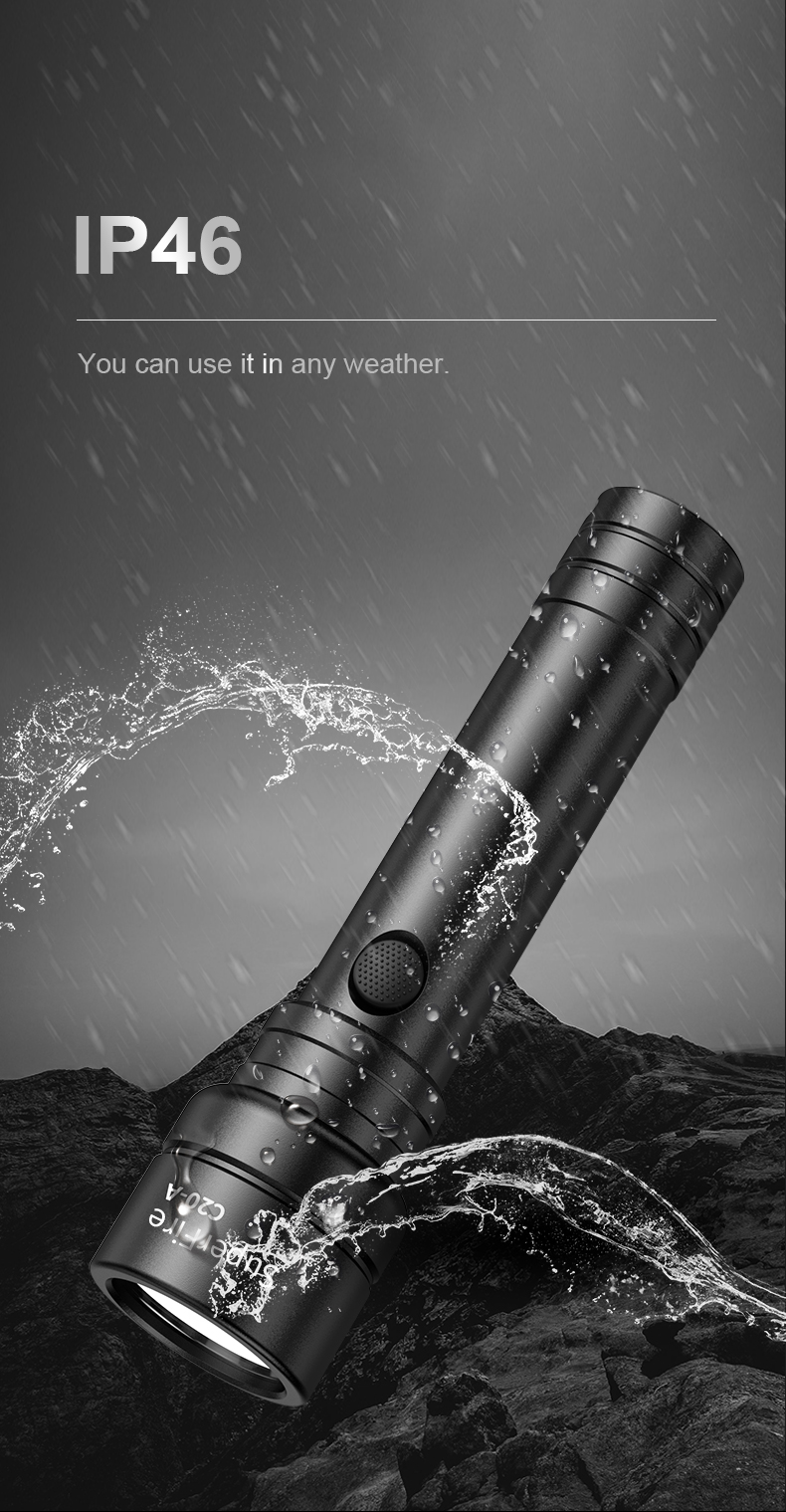 [Mã LIFEHLDEC giảm 10% đơn 99k] Đèn Pin Supfire C20 15W Mạnh Mẽ Bóng LED Sạc USB Không Thấm Nước Chiếu Sáng Ngoài Trời | BigBuy360 - bigbuy360.vn