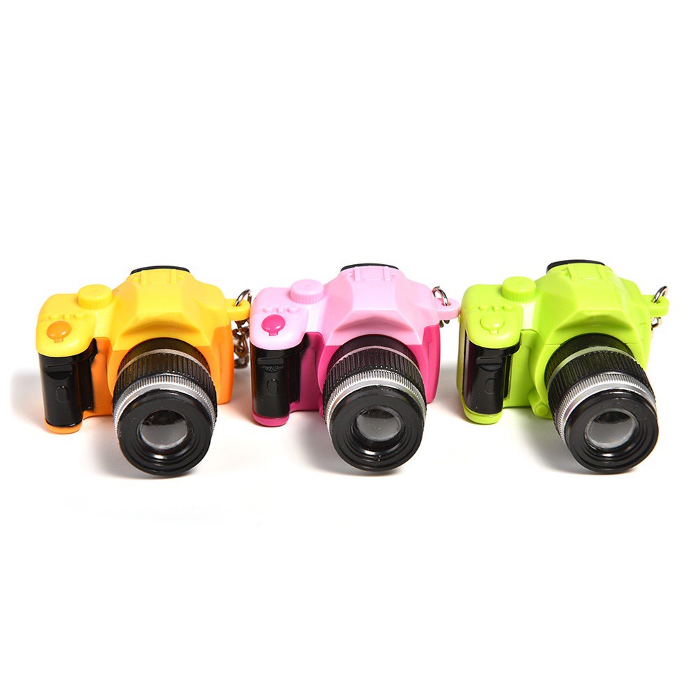 Đồ chơi máy ảnh mini đáng yêu có âm thanh đèn flash nhiều màu với móc khóa