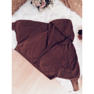 [niceshop1] Áo khoác có nón len tay cánh dơi