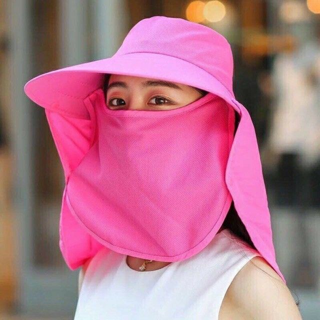 Mũ vành khẩu trang chống nắng kèm bịt mặt