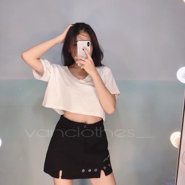 ÁO CROPTOP CỔ TIM form rộng basic hót hè