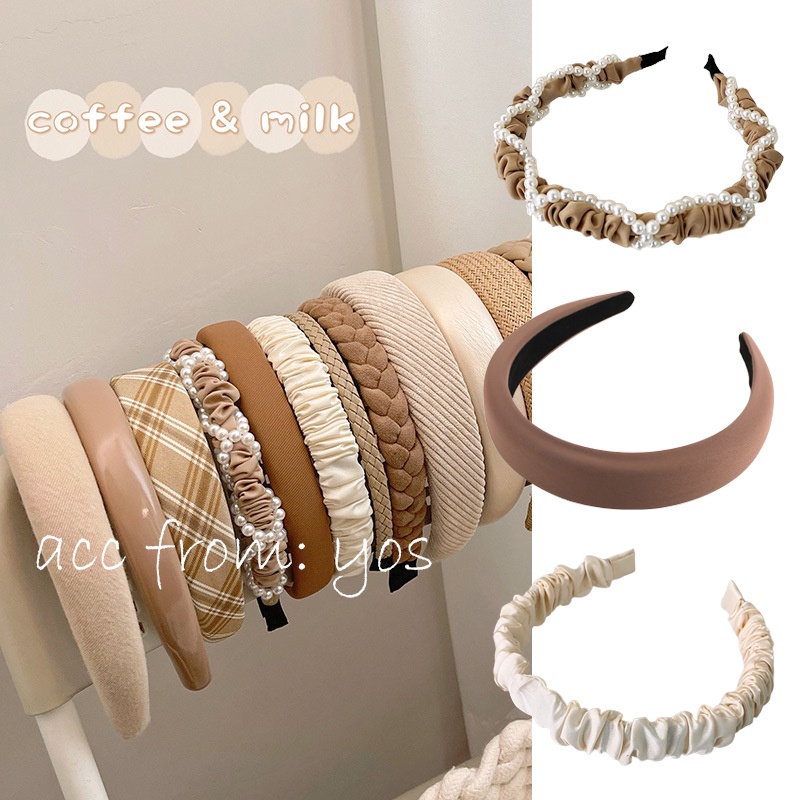Băng đô cài tóc tone màu trà sữa HOT TREND xinh xắn cho nữ