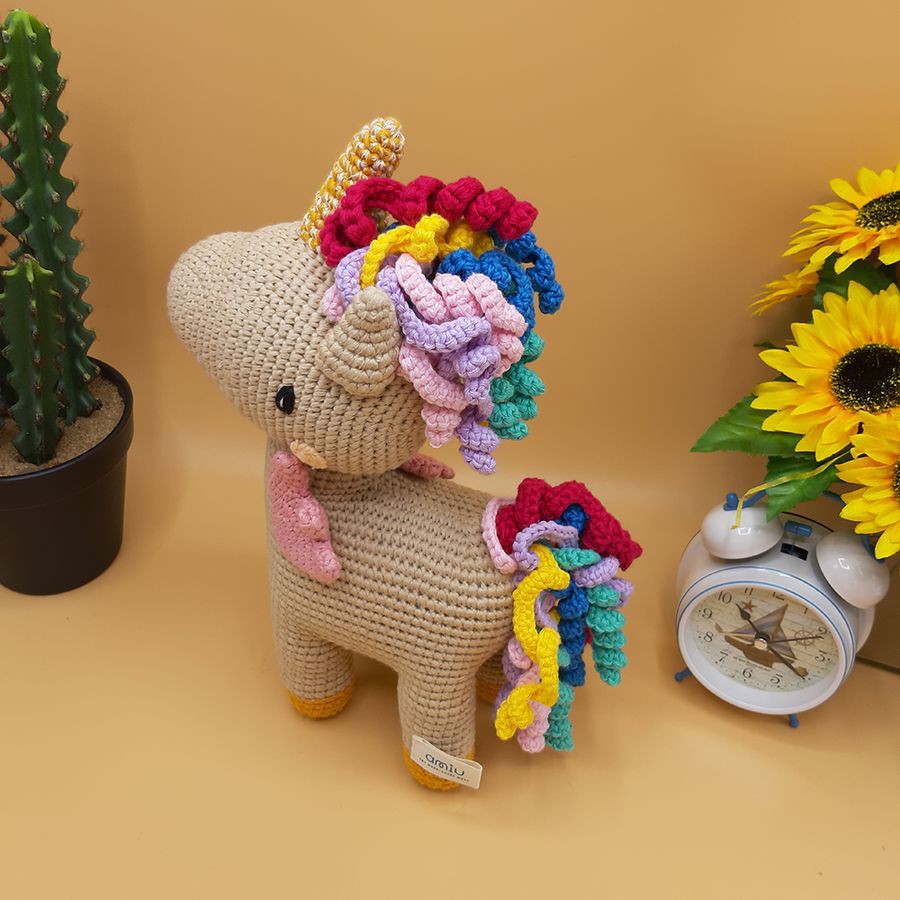Gấu bông móc len Amigurumi cao cấp Amiu Việt Nam - Ngựa Unicorn, quà tặng đồ chơi nhồi bông hình kỳ lân - SP000285