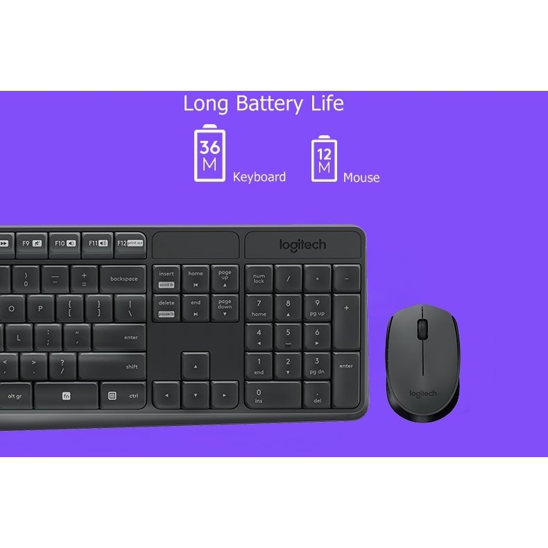 Tổ hợp bàn phím và chuột không dây Logitech MK235 dành cho game thủ USB đa phương tiện 2.4Ghz