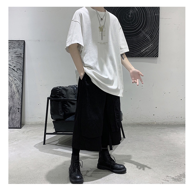 Áo thun cổ tròn tay ngắn in họa tiết hoạt hình phong cách Hàn Quốc dành cho nam