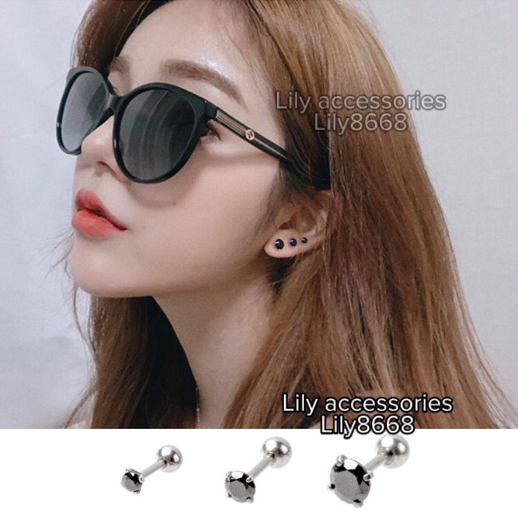 khuyên tai titan tròn kim đen không gỉ không đen không dị ứng cho nam và nữ