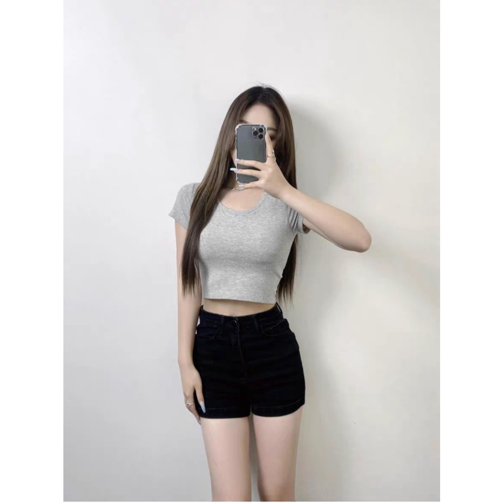 Áo Croptop Nữ Cộc Tay Cotton Bozip Dày Đẹp
