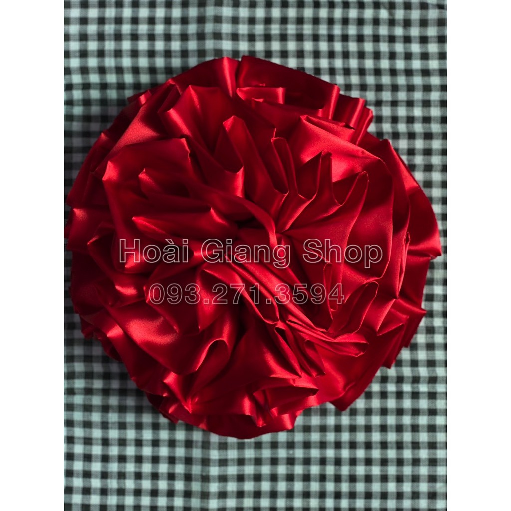 Bông vải đỏ, bông khánh thành, hoa khai trương làm thủ công. Size lớn 27cm.
