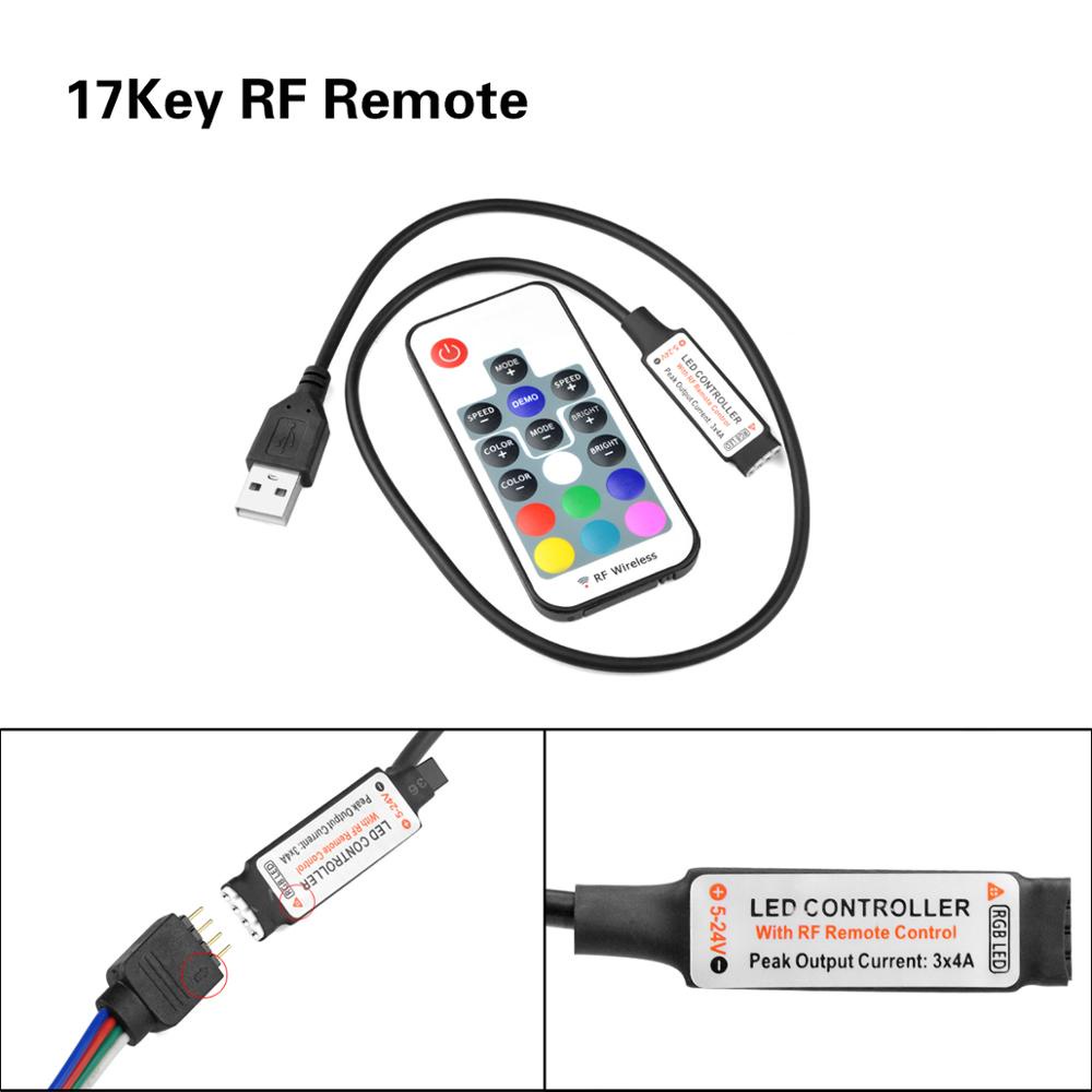 Bộ Điều Khiển Từ Xa 3 Nút 24key 44key 17key Cho Dây Đèn Led Dc5V Smd 5050 2835 3528 Rgb