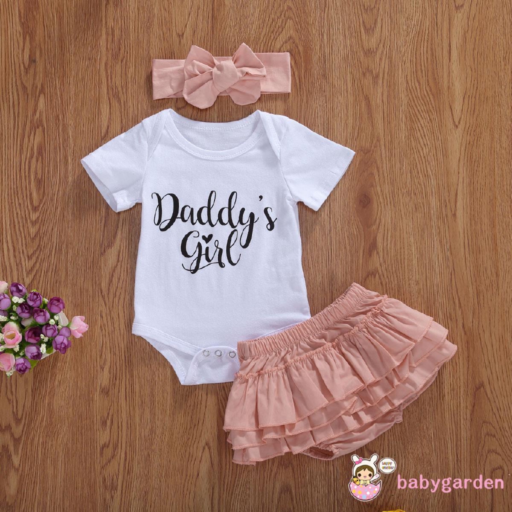 Bộ áo thun ngắn tay cổ tròn + chân váy + băng đô xinh xắn cho bé gái