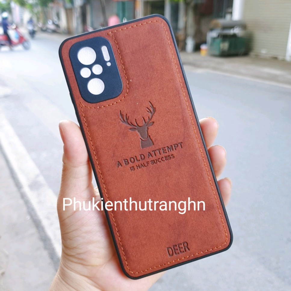 Ốp lưng Xiaomi Redmi Note 10/ Note 10S giả da hươu có gờ bảo vệ camera