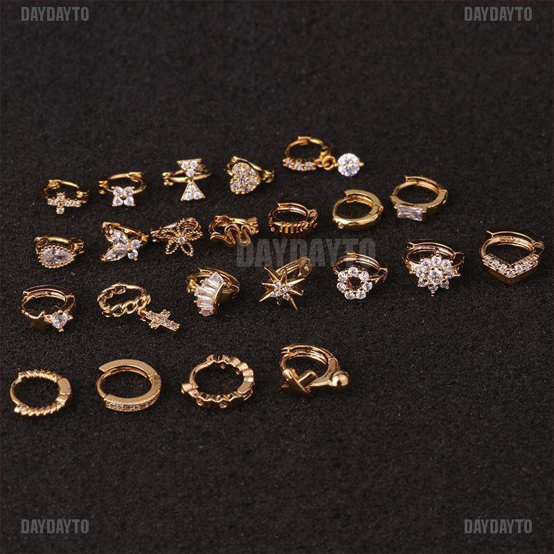 [DAYDAYTO] Khuyên Xỏ Sụn Tai Bằng Pha Lê Vàng