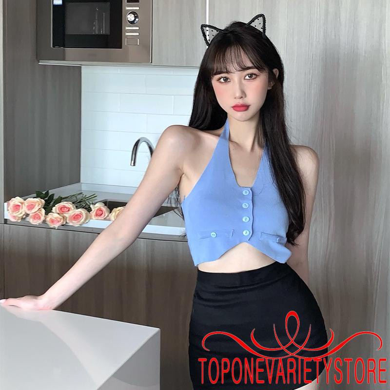 Áo Lửng Không Tay Hở Lưng Màu Sắc Thời Trang Quyến Rũ Dành Cho Nữ | BigBuy360 - bigbuy360.vn