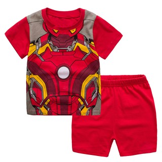 Bộ người sắt cho bé LITTLE BUDDY bộ quần áo trẻ em họa tiết Iron Man chất cotton