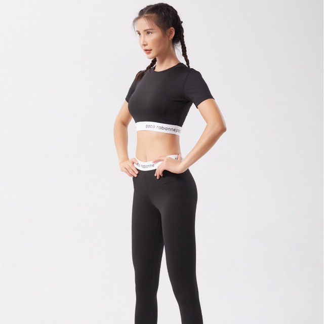 Bộ tập gym nữ, đồ thể thao nữ tay ngắn cạp chun chữ