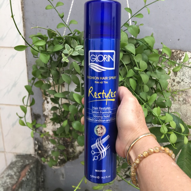 KEO XỊT TÓC GLORIN RESTYLE FASHION HAIR SPRAY 420ML ( XANH CỨNG)