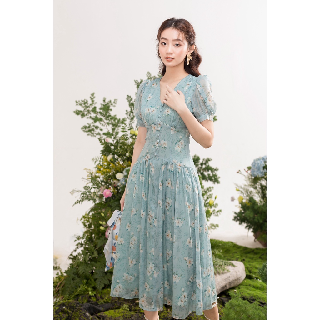 TIELA Đầm váy xanh bạc hà hoa hồng-Jena Dress | BigBuy360 - bigbuy360.vn