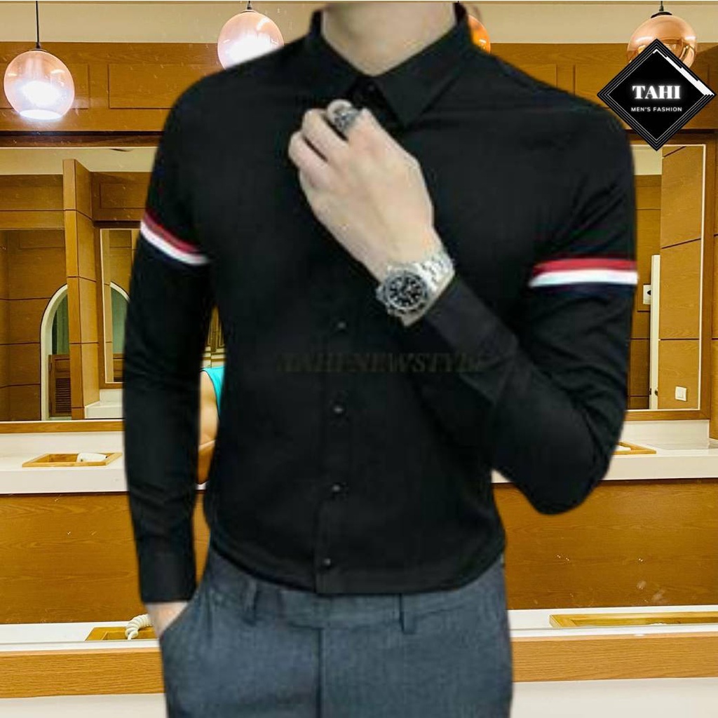 Áo Sơ Mi Nam Dài Tay TAHISM018 Phong Cách Trẻ Phối  2 Sọc Bên Cánh Tay | BigBuy360 - bigbuy360.vn