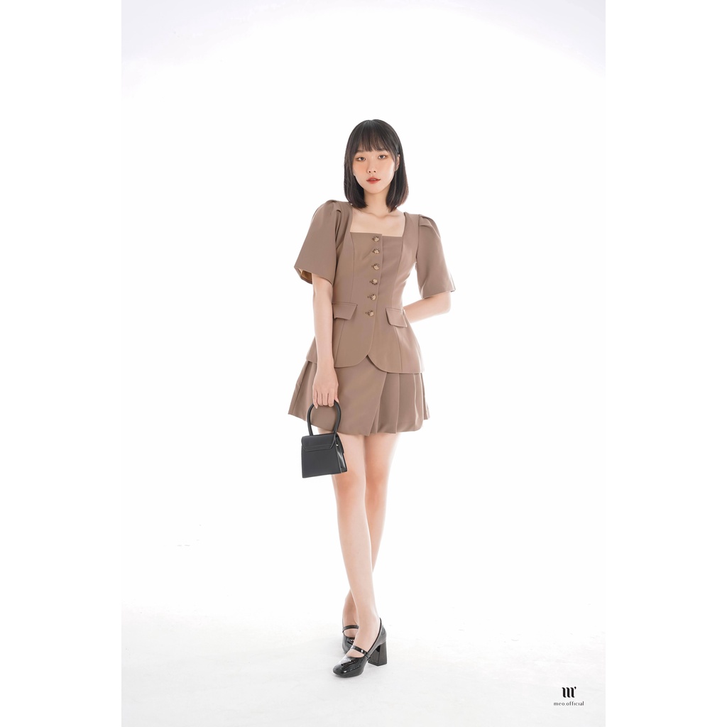 Áo kiểu nữ Méo shop ngắn tay bồng cổ vuông phong cách Hàn quốc Pencil