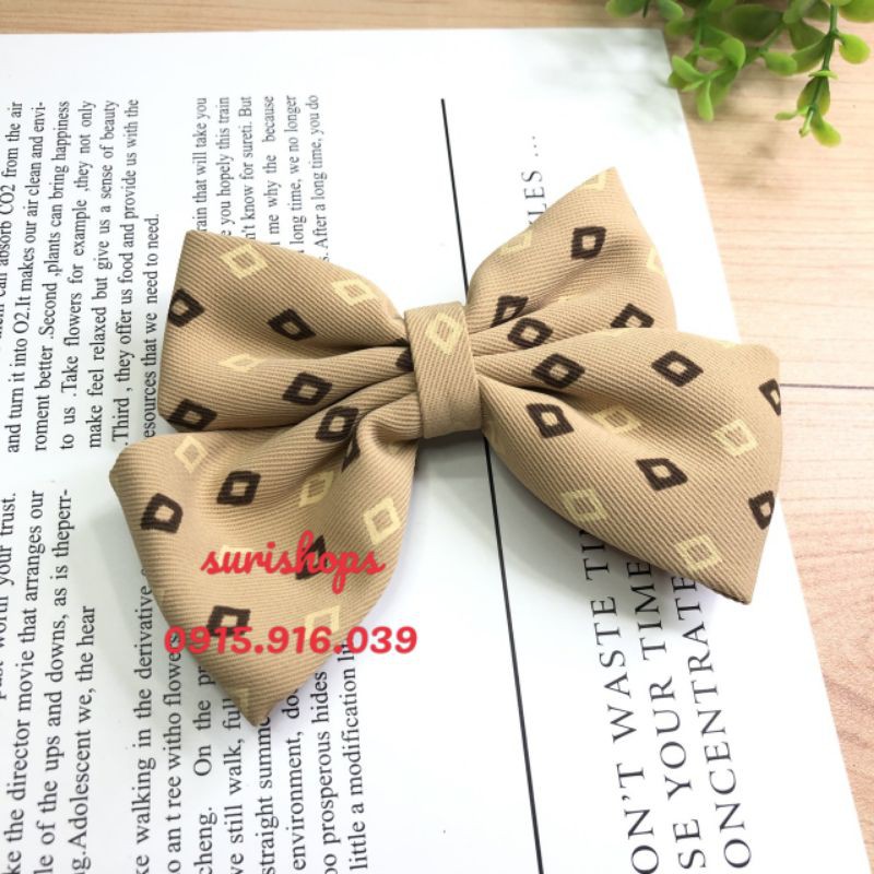 Kẹp Nơ Chấm Vuông Nữ Tính, Kẹp Tóc Nơ