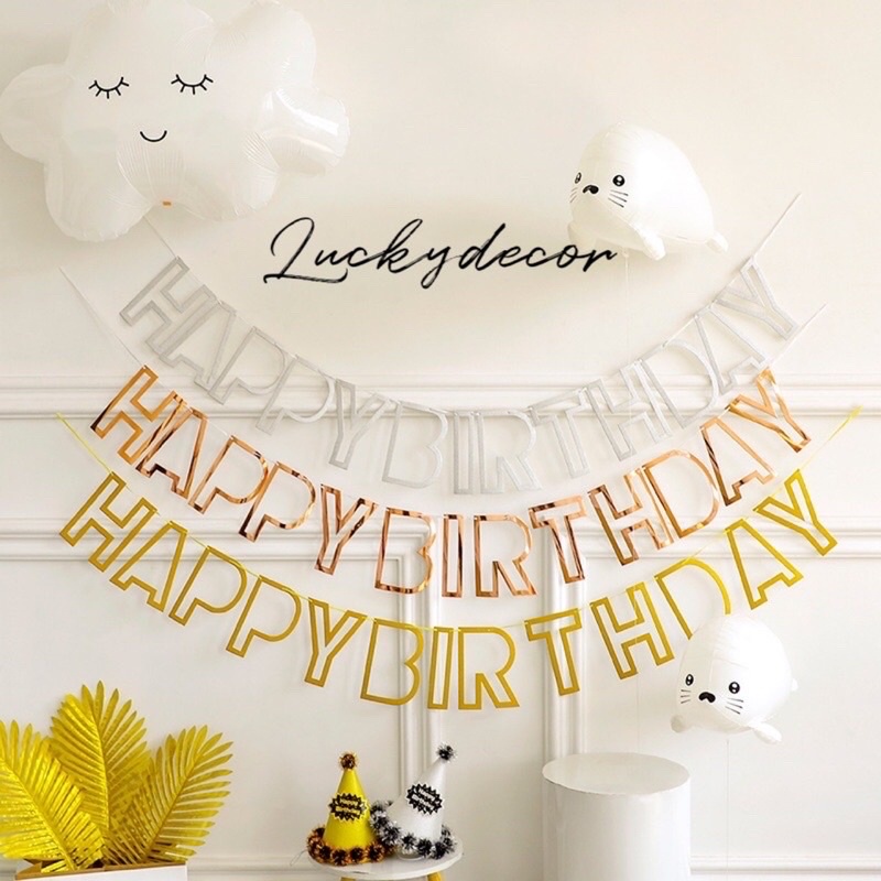 Dây Happy Birthday Ép Kim Trang Trí Sinh Nhật Cao Cấp