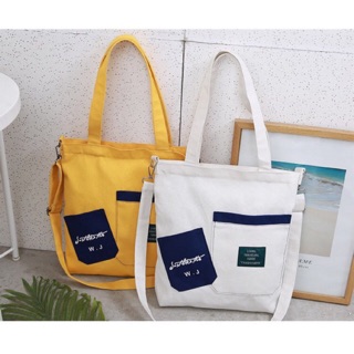 Tote phối 2 túi ngoài