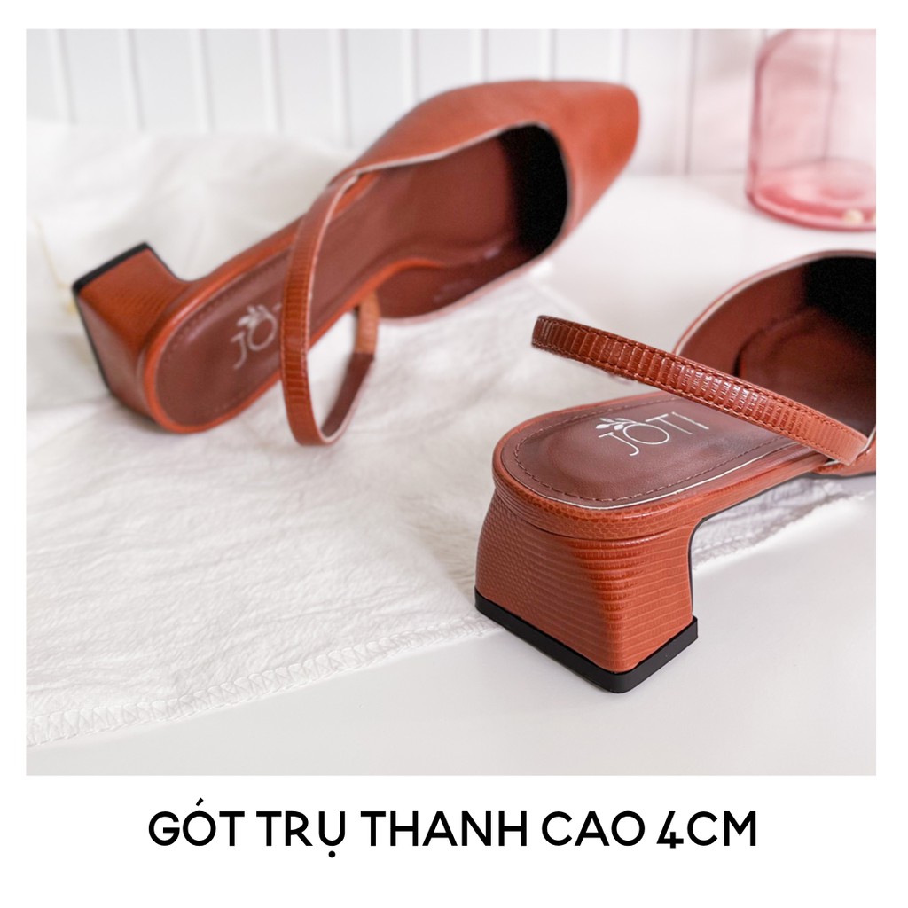 Giày Cao Gót Nữ JOTI Flora 3274VN5 - Mũi Vuông Quai Hậu Đế Trụ Cao 3cm Da Mờ - Mang Công Sở