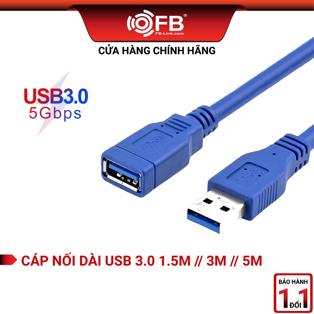 Dây Cáp Nối Dài USB 3.0 FB-LINK 1.5M,3M,5M(Dùng Cho PC,Laptop,laptop táo,...)