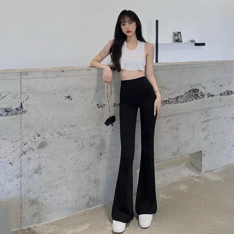 Quần legging ống loe cạp cao dáng dài co giãn M88