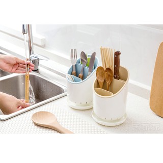 Ống đựng đũa, thìa, muỗng bằng nhựa nhiều ngăn có khay thoát nước (NB6)