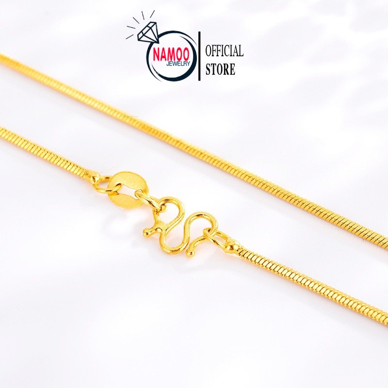 Dây Chuyền Trơn Dạng Dây mì Bản Nhỏ Mạ Vàng 18k V002 độ dài 45cm Namoo Jewelry