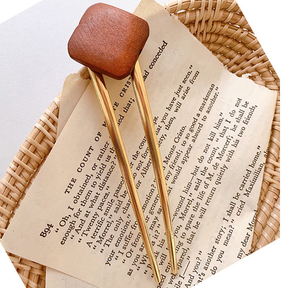 Kẹp Tóc Hình Tròn Bằng Hợp Kim Phối Gỗ Đơn Giản Thời Trang Cho Nữ