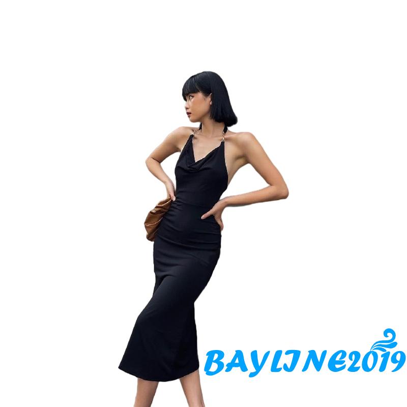 Đầm Dài Hai Dây Ôm Dáng Màu Sắc Đơn Giản Dành Cho Nữ