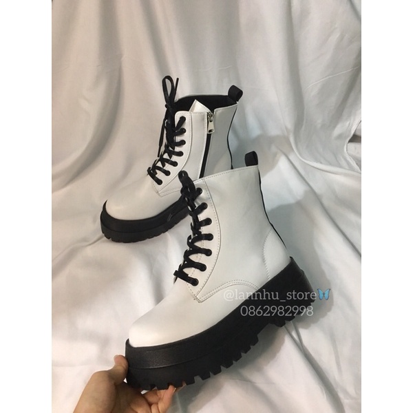 Boot martin màu trắng - đế đen nổi bật cá tính