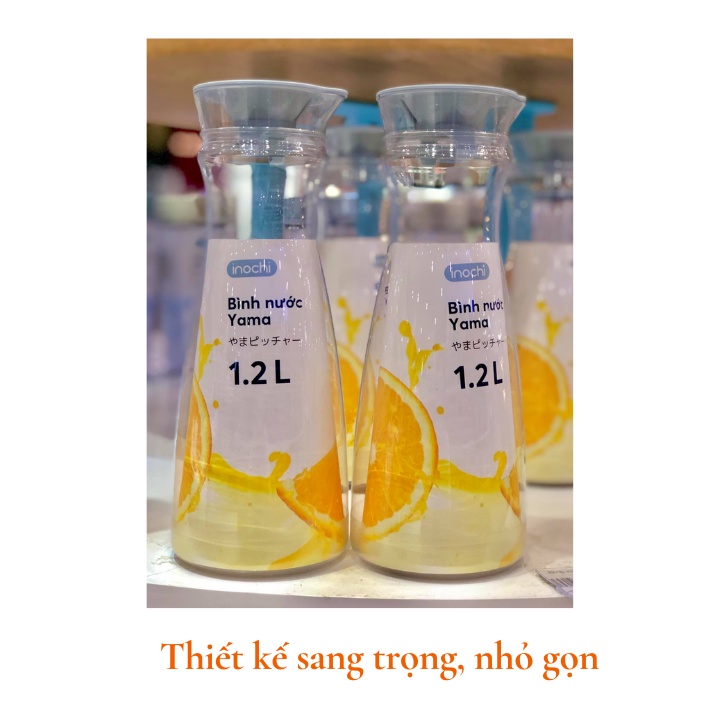 Bình nước để bàn, tủ lạnh, detox, cao cấp không BPA Inochi Yama an toàn, đẹp, giá rẻ 1.2 - 1.3 lít, không quai Vapu HCM