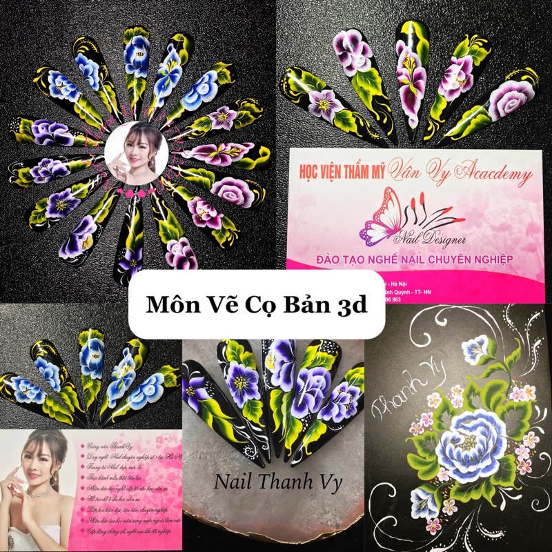 Cọ Vẽ Nail, Bút Vẽ Hoa Cọ Bản Vuông, Cọ Lông Chồn [Thanh Vy Nail]