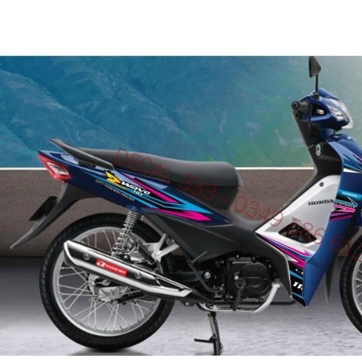 Tem Rời WAVE ALPHA 110 Mẫu Chữ S XANH NGỌC HỒNG 831236 (Tem 3 Lớp Chống Phai Màu)