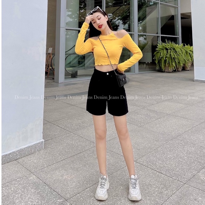 Quần short jeans ngố ống rộng 1 NÚT GOZ (3 Màu ) , chất jeans mềm dày dặn , Dáng Quần Ống Rộng Cực Thon Chân